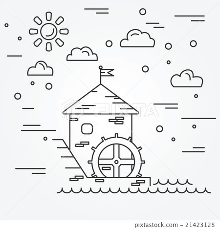 Water mill. Vector. 21423128