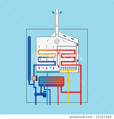 Condensing gas boiler. Vector. Condensing gas boiler. Vector. 21423168