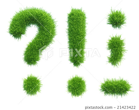 Letter of green fresh grass isolated on a white 21423422