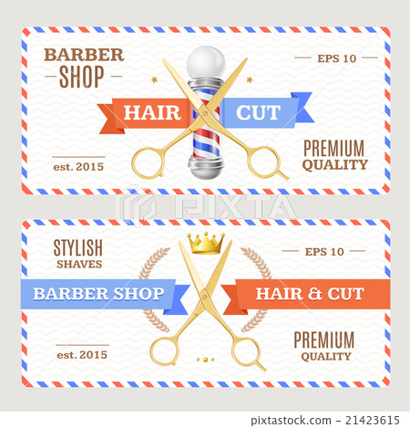Barber Shop Banners Flyers Card. Vector 21423615