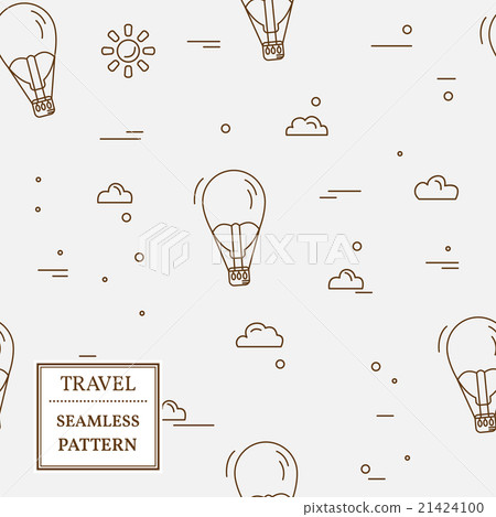 Air balloon seamless pattern. Thin line icon.  21424100