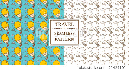 Air balloon seamless pattern. Thin line icon.  21424101