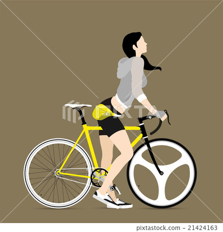 Cyclists and fixed gear bicycle 21424163