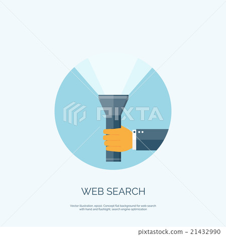 Vector illustration. Flat flashlight. Web search 21432990