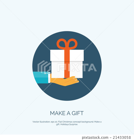 Vector illustration. Flat background, gift box. 21433058