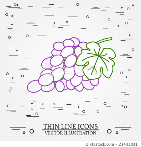 Grapes thin line design. Grapes pen Icon. Grapes thin line design. Grapes pen Icon. 21433831