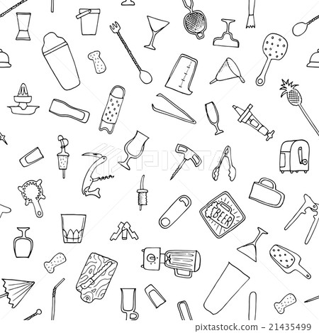 Bartender stuff. Seamless pattern. Hand drawn . 21435499