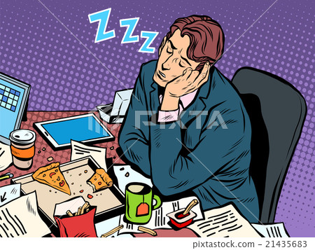 Man businessman sleeping on the job Man businessman sleeping on the job 21435683