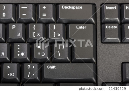 Black computer keyboard with key enter 21439329