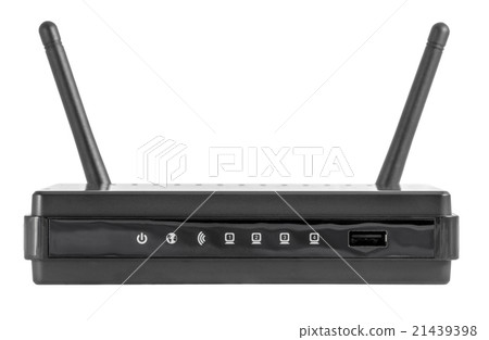 Black wireless internet network wi-fi router 21439398