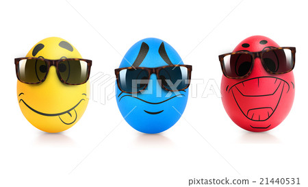Concept of Easter egg with emotions faces isolated Concept of Easter egg with emotions faces isolated 21440531