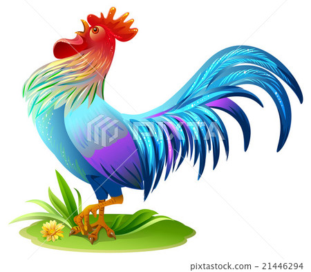 Blue bird cock. Blue Rooster symbol 2017 year on 21446294