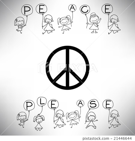 hand drawing cartoon alphabet Peace 21446644