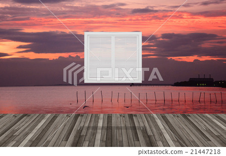 Landscape behind the  window,3D  21447218