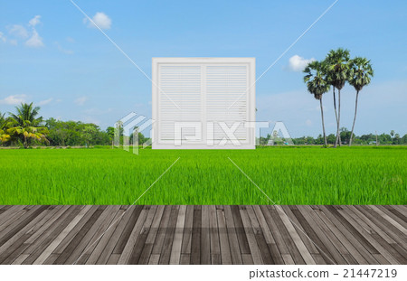 Landscape behind the  window,3D  21447219