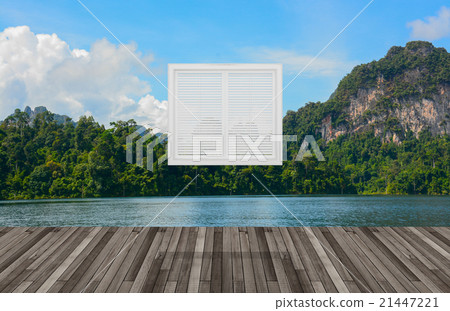 Landscape behind the  window,3D  21447221