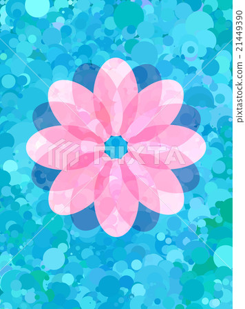 Pink flower on fresh blue dot pattern 21449390