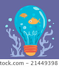 Cartoon of marine life in blue bulb 21449398
