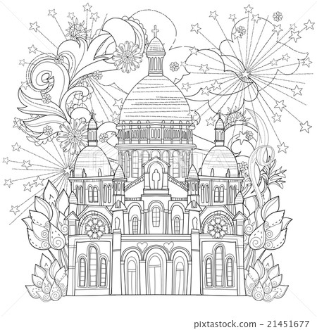 Zentangle stylized paris cathedral vector doodle. Zentangle stylized paris cathedral vector doodle. 21451677