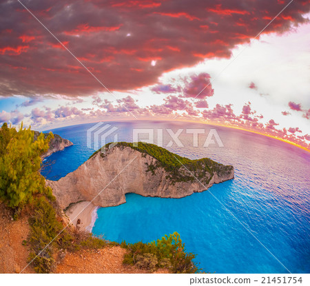 Navagio beach with shipwreck on Zakynthos, Greece 21451754