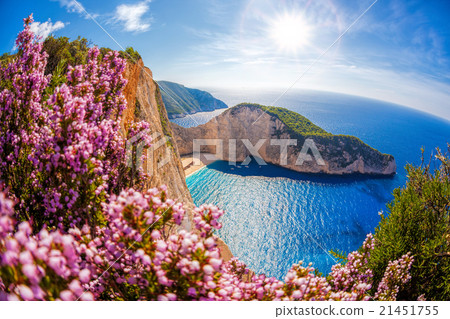 Navagio beach with shipwreck on Zakynthos, Greece 21451755