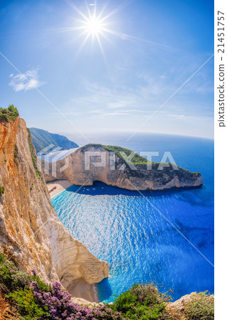 Navagio beach with shipwreck on Zakynthos, Greece 21451757