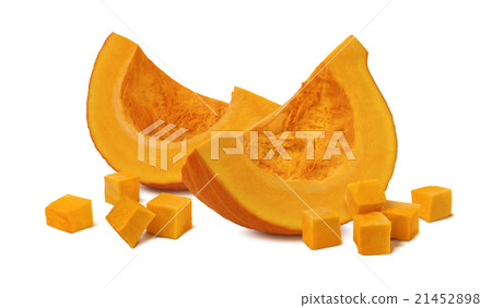 Pumpkin pieces cubes 2 isolated white background Pumpkin pieces cubes 2 isolated white background 21452898