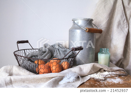 Ingredients for a cake on a white cotton fabric Ingredients for a cake on a white cotton fabric 21452937