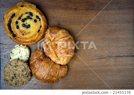 croissant danish and cookie bakery on teak  21455176