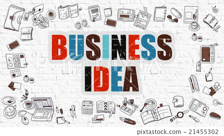 Multicolor Business Idea on White Brickwall 21455302