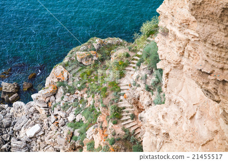 Coastal cliff with stone stairway. Bulgaria Coastal cliff with stone stairway. Bulgaria 21455517
