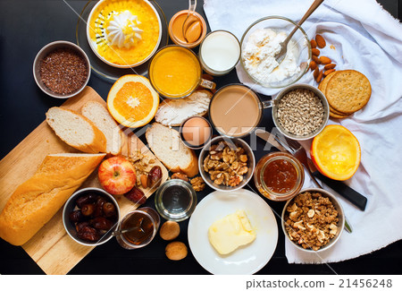 Healthy Assortment Breakfast Table Top View Healthy Assortment Breakfast Table Top View 21456248