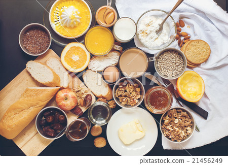 Healthy Many Assortment Breakfast Table Top View Healthy Many Assortment Breakfast Table Top View 21456249