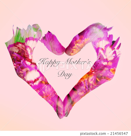 heart and text happy mother day on pink background 21456547