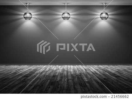Three lamps against of black wall background 3d 21456662