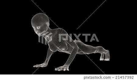 女性身體線框perming3DCG插圖素材 21457392
