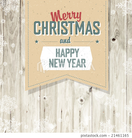 Merry Christmas VIntage Tag Design On Planks 21461165