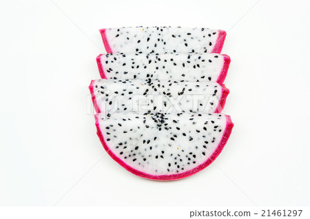 slice of dragon fruit on white background. slice of dragon fruit on white background. 21461297