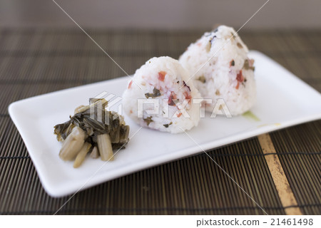 Japanese food of plum rice balls and pickles Japanese food of plum rice balls and pickles 21461498