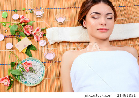 Beautiful young woman at a spa salon Beautiful young woman at a spa salon 21461851