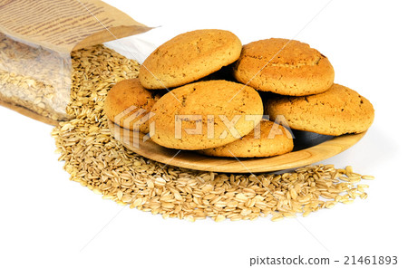 Oatmeal cookies and oat flakes. 21461893