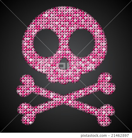 Vector pink sequin skull. Jolly Roger.  Eps 10. 21462897