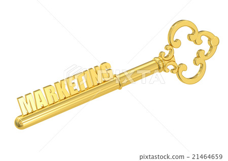 Marketing concept with golden key, 3D rendering Marketing concept with golden key, 3D rendering 21464659