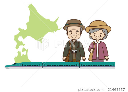 旅行在高速火車的一對年長夫婦 21465357