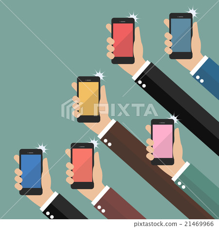 Hands taking pictures with smartphones 21469966