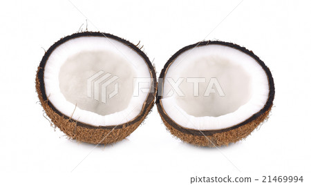 Coconut with half isolated on white Background 21469994