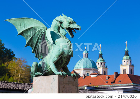 Dragon bridge, Ljubljana, Slovenia, Europe. 21470020