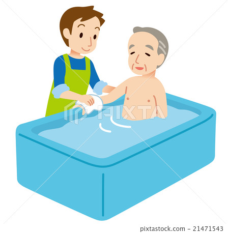 Elderly care assistance bathing assistance - Stock Illustration ...