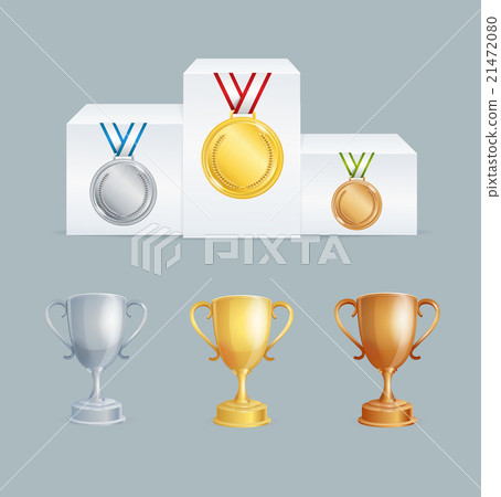 Cup and Medal Award Set. Vector 21472080