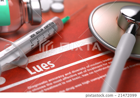 Lues - Printed Diagnosis on Orange Background. Lues - Printed Diagnosis on Orange Background. 21472099